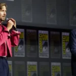 Ryan Gosling beside a motorcycle representing Marvel’s new Ghost Rider movie