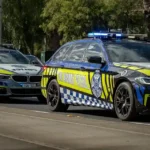 Victoria Police highway patrol vehicles during a road policing operation ahead of the state's planned solo highway patrol trial