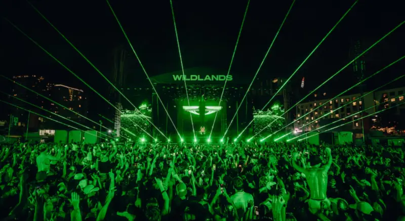 Crowd watching an electronic music stage at Wildlands Festival
