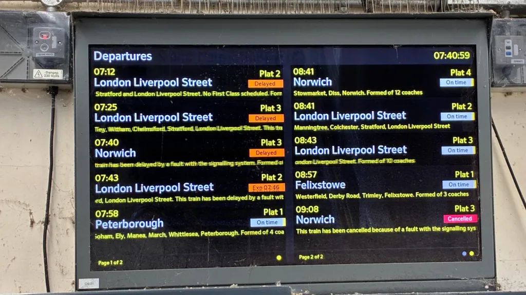 Greater Anglia Disruption Today