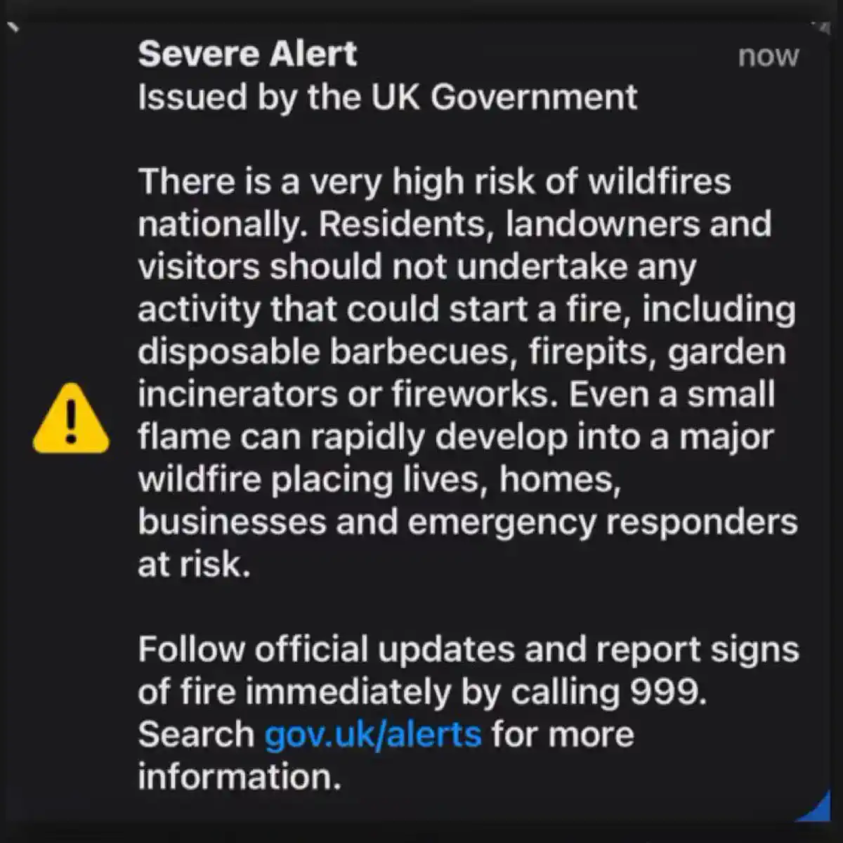 UK Severe Alert Today: Why Millions Received a Wildfire Warning on Their Phones