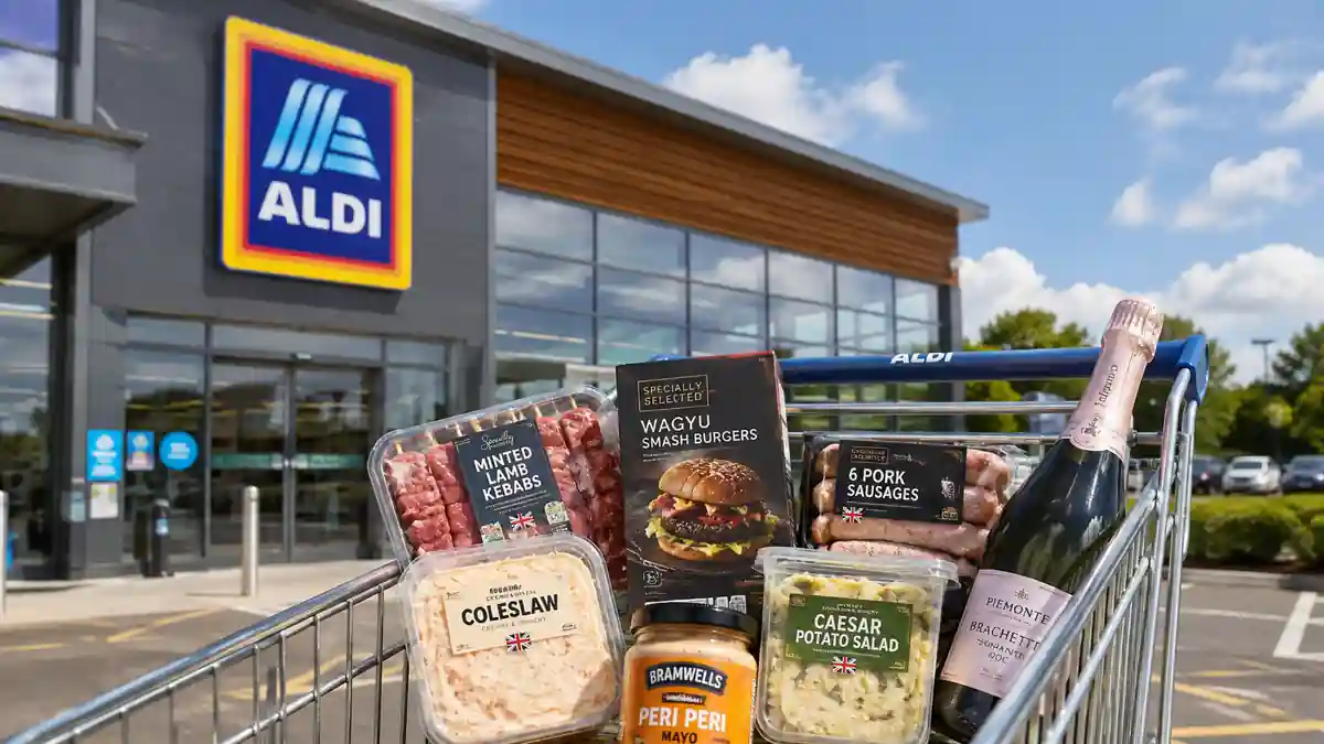 Aldi supermarket shopping trolley representing the ÂŁ100 voucher giveaway for 2026