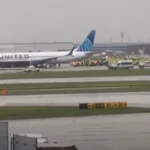 American Airlines aircraft at Chicago O’Hare International Airport after Flight 386 tire incident