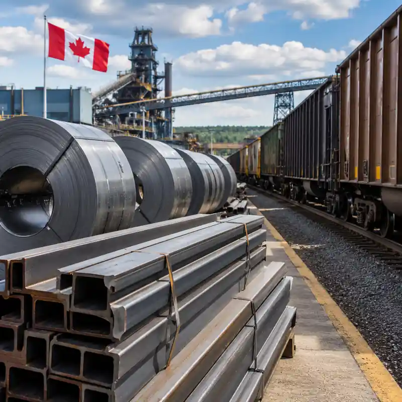 Canadian steel coils and freight rail cars under Canada’s steel shipping rebate program.