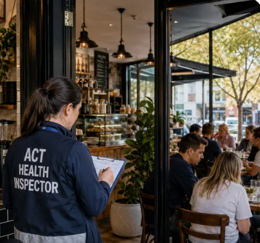 Canberra cafe and restaurant during a food safety inspection