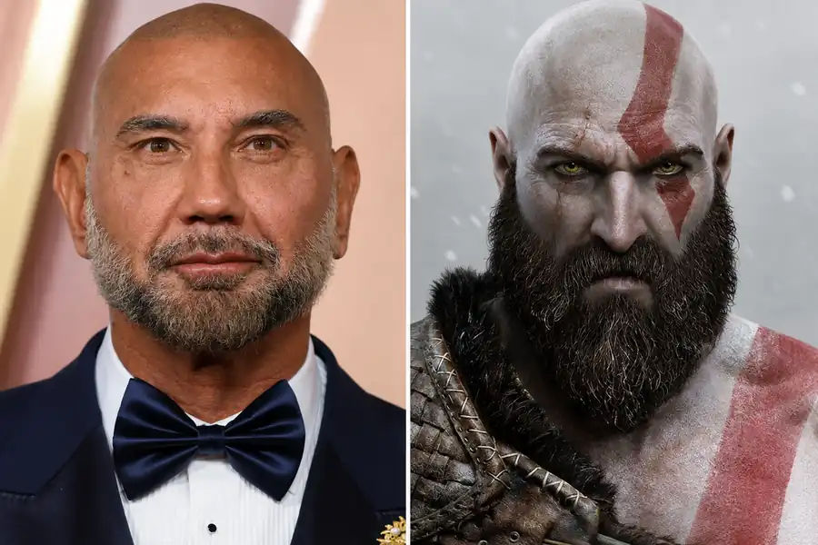 Dave Bautista alongside Kratos from God of War