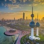 Kuwait Towers and Kuwait City skyline ahead of the August 27 public holiday