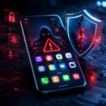 Malicious Android app replacing a smartphone home screen with a fake launcher interface
