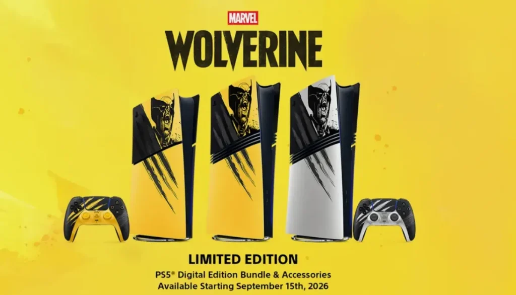 Marvel’s Wolverine limited edition PS5 in Battle Yellow with matching DualSense controller
