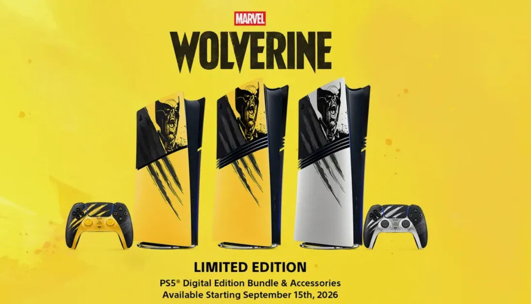 Marvel’s Wolverine limited edition PS5 in Battle Yellow with matching DualSense controller