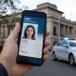NSW driver licence displayed on a smartphone representing the proposed national facial recognition database under new NSW laws.