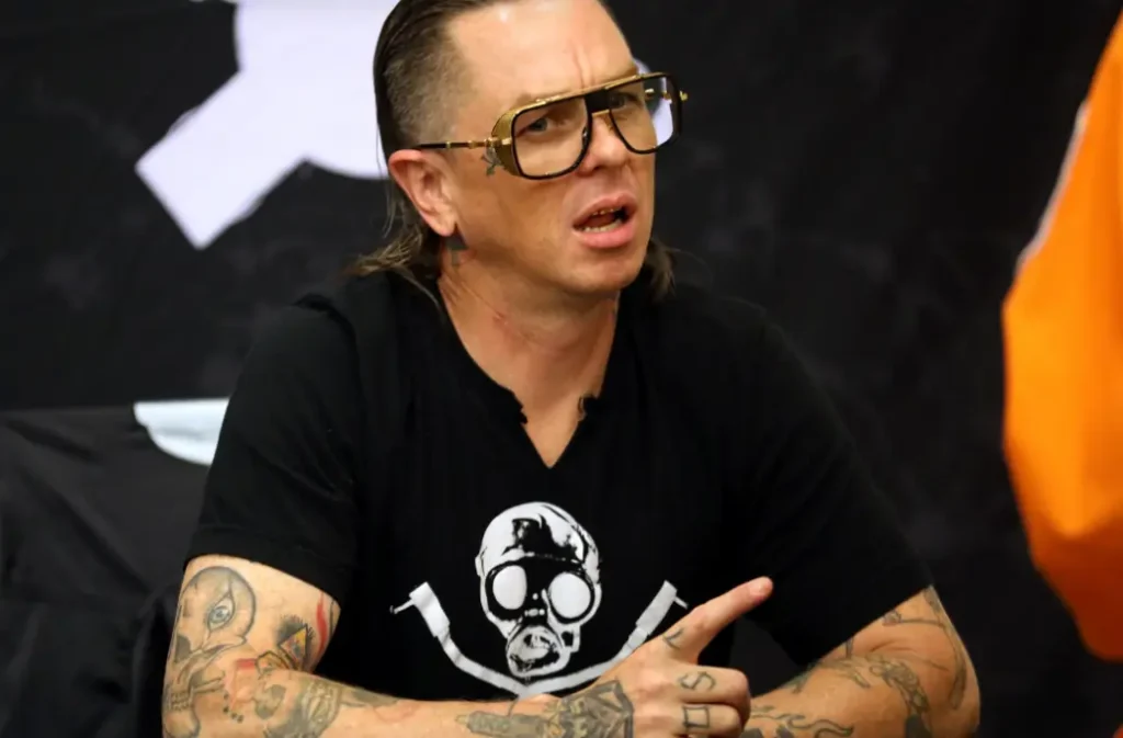 Sid Wilson performing behind turntables during a Slipknot concert