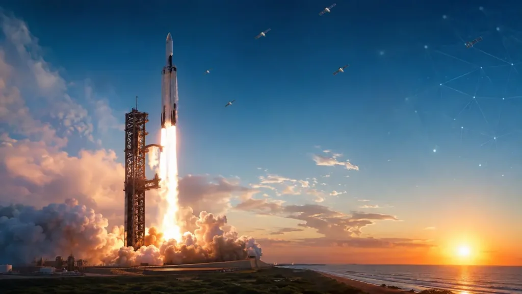 SpaceX rocket launching with Starlink satellites and an AI network ahead of its first public earnings report.