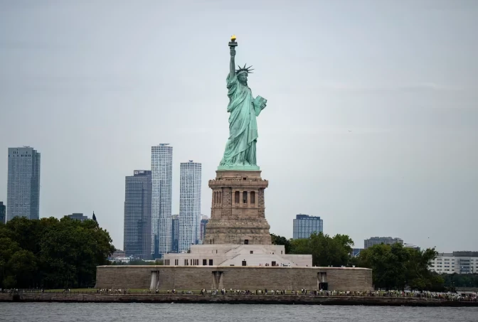Statue of Liberty and New York Harbor near the site of the fatal boat capsize