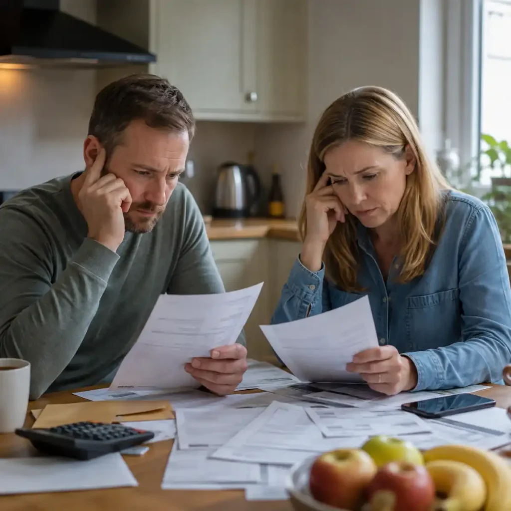 UK household reviewing rising energy bills as inflation is forecast to increase.
