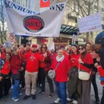 Victorian teachers and Australian Education Union members gathering during industrial action in Melbourne.