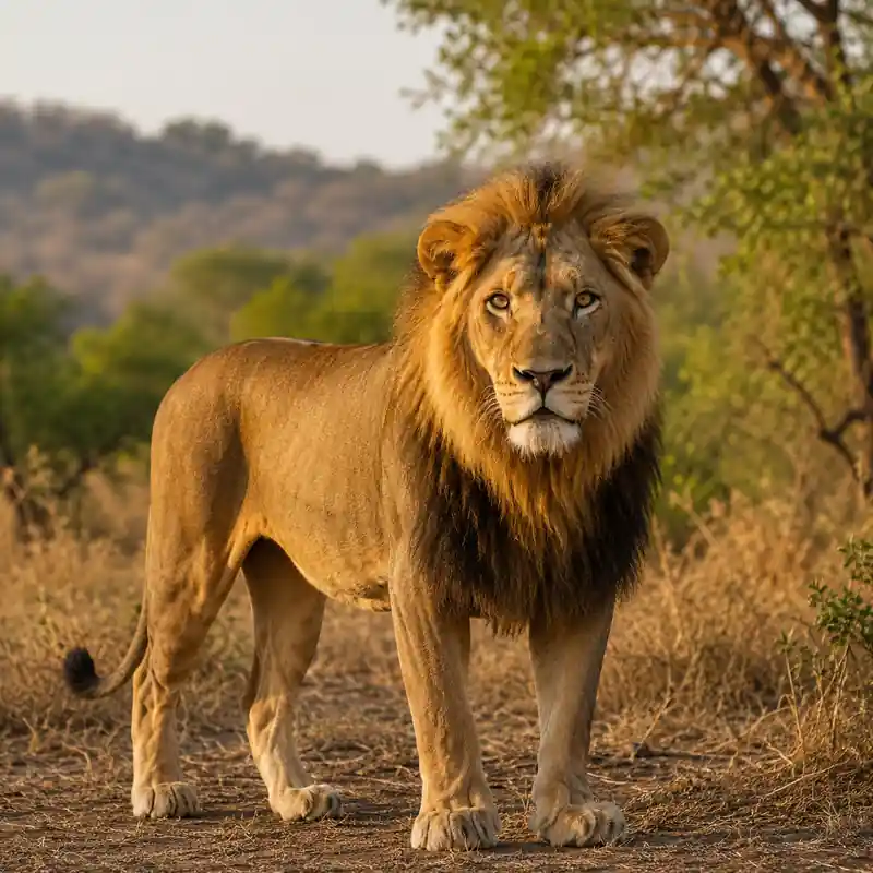Asiatic lion in natural habitat for World Lion Day 2026