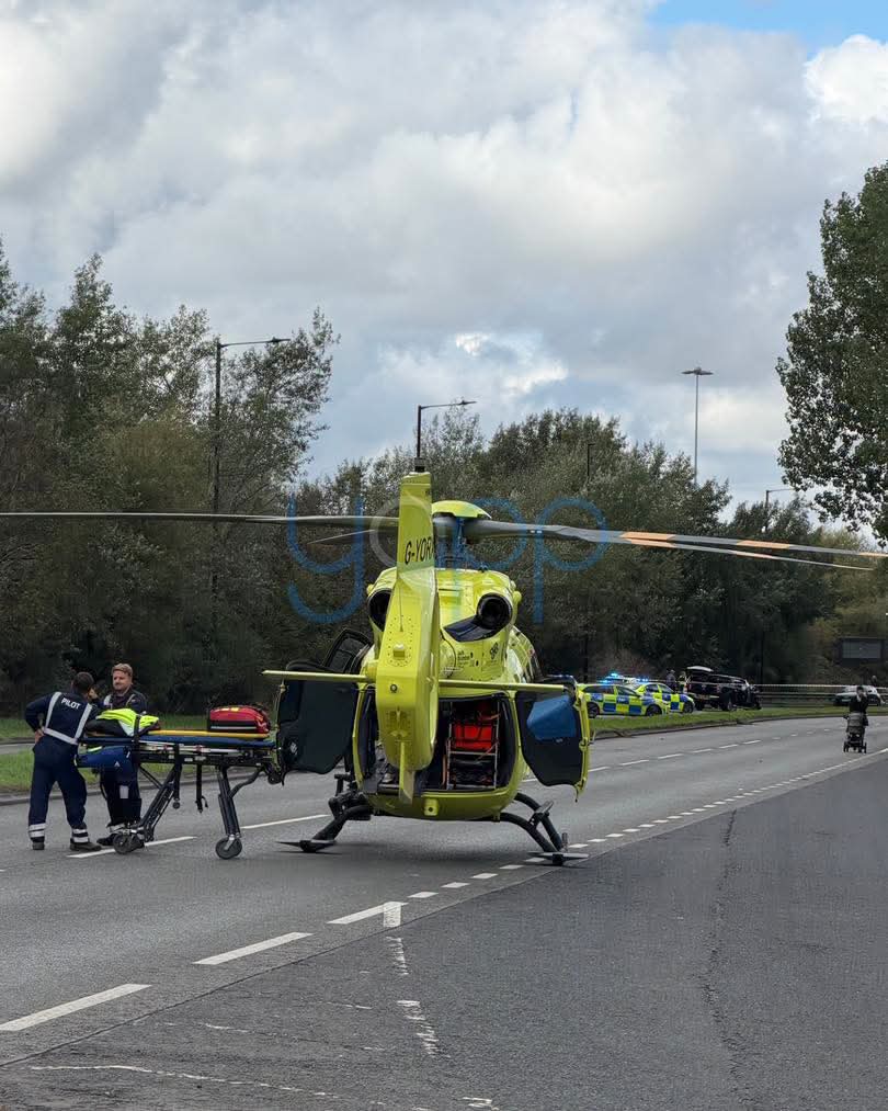 Emergency services at the White Rose Way crash scene in Doncaster