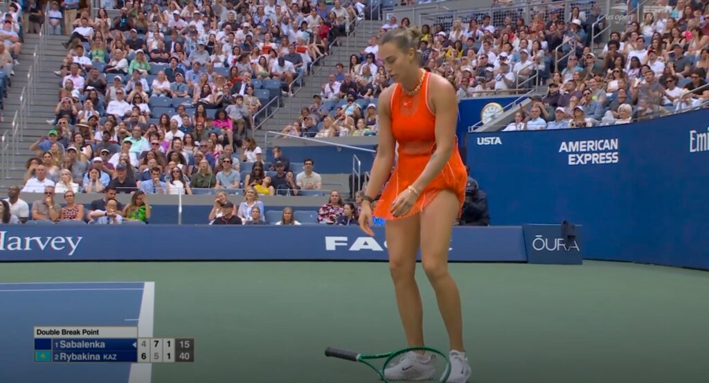 Sabalenka’s US Open Ends With a Warning and Broken Racket