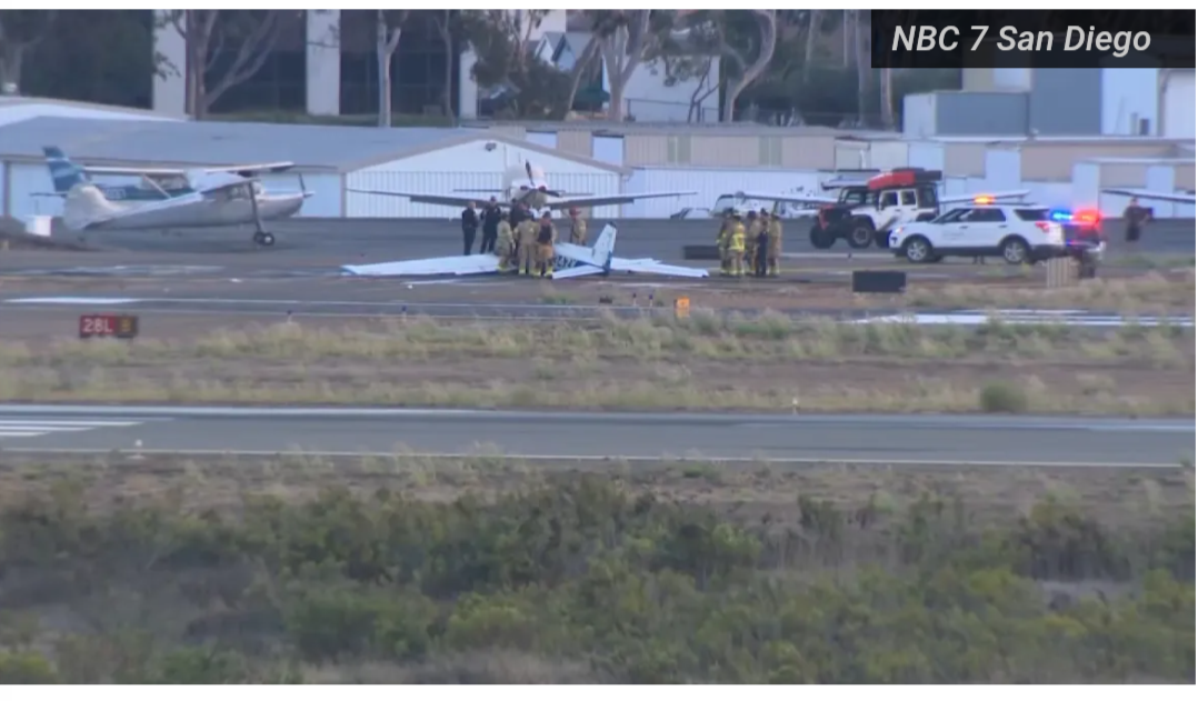 Emergency personnel respond to plane crash at Montgomery-Gibbs Executive Airport