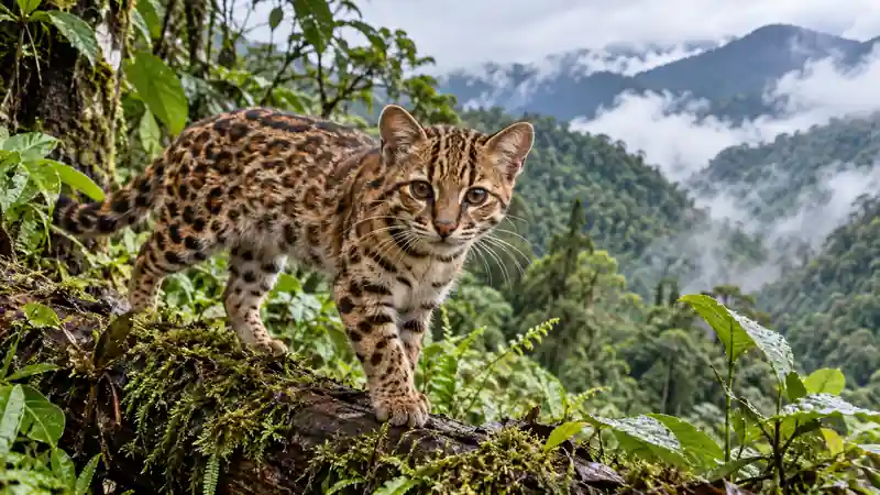 Antisuyo tiger cat in Peruâs Yungas cloud forest
