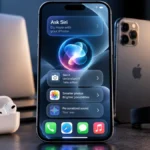 Apple iPhone running iOS 27 with Siri AI and Liquid Glass interface