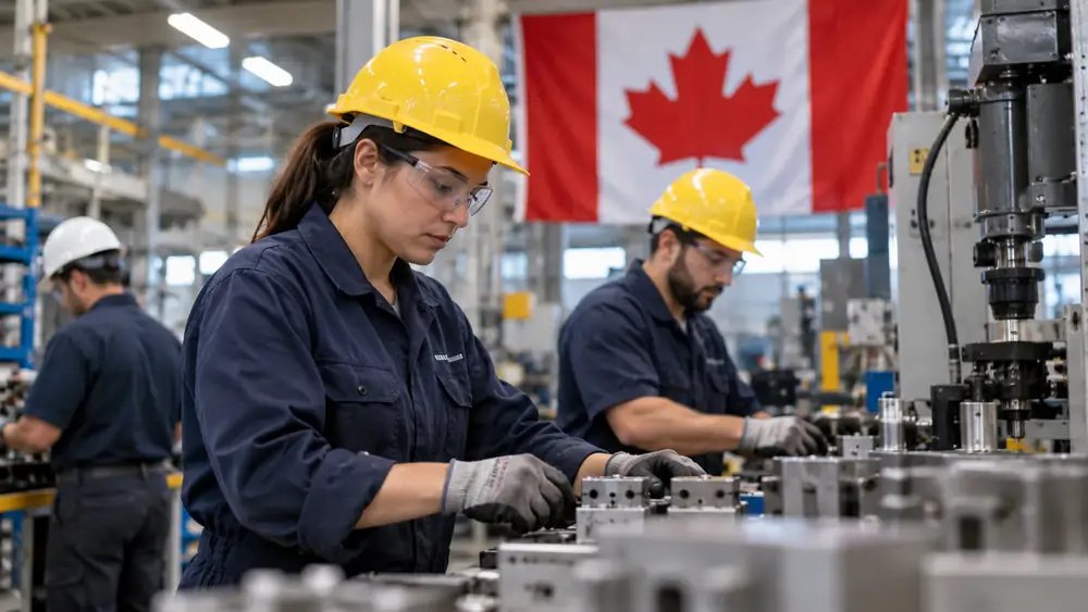 Canadian manufacturing workers as Canada reports 42,000 job losses in August 2026