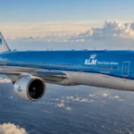 KLM Boeing 777-300ER flying over the Atlantic after KL735 turned back following a power bank fire.
