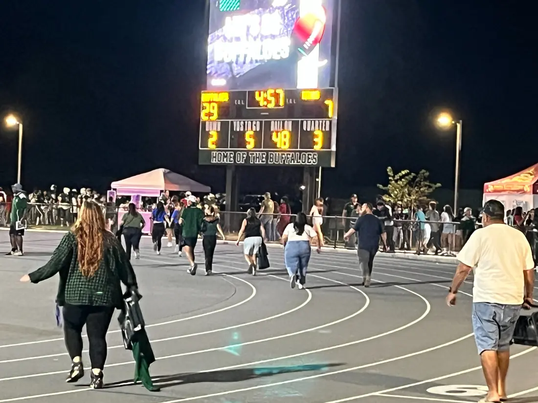Spectators leaving Manteca High School football game