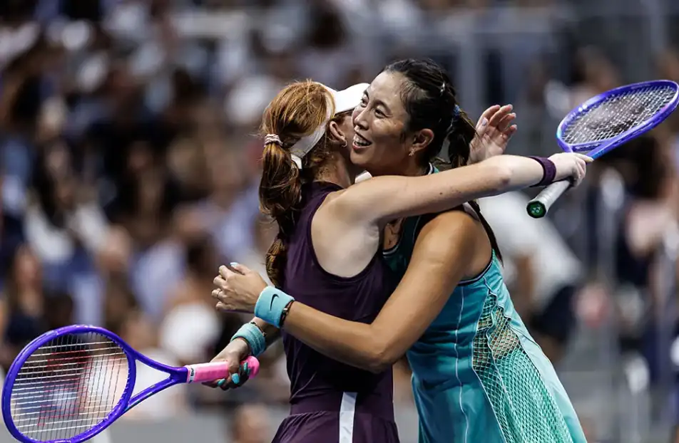 Maya Joint and Hao-Ching Chan after defeating Serena and Venus Williams at the 2026 US Open