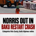 Lando Norris Out as Colapinto Hits Alpine Teammate in Baku Restart