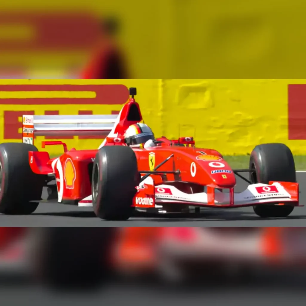 Sebastian Vettel drives Michael Schumacher’s Ferrari F2002 at Monza
