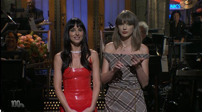 Taylor Swift Crashes Dakota Johnson’s SNL Monologue in Surprise Cameo