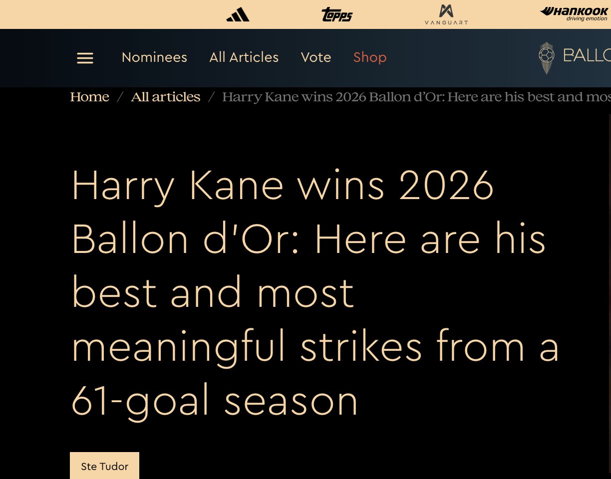 Ballon d'Or 2026 website leak ahead of the official winner announcement