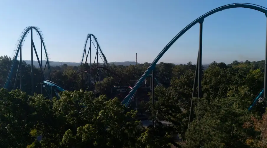 Goliath roller coaster at Six Flags Over Georgia, where a 42-year-old man died following a fall on October 12, 2026.