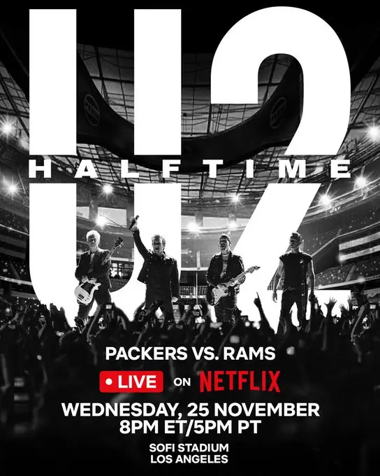 U2 Returns to NFL Halftime Stage After 24 Years for Historic Thanksgiving Eve Game