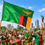 Zambian national flag and citizens celebrating Zambia Independence Day on October 24, 2026, marking 62 years of freedom.