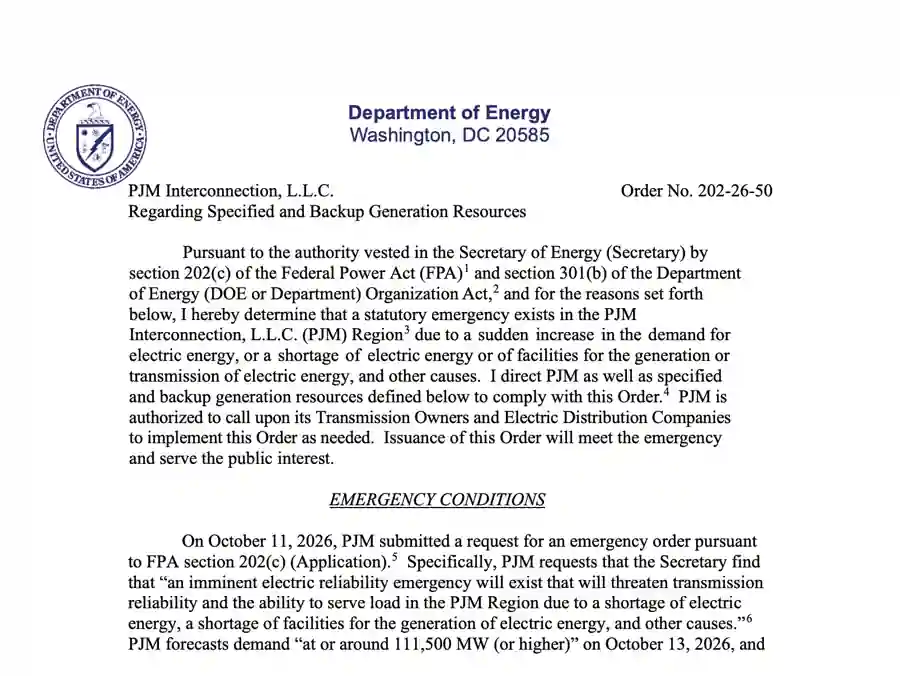 U.S. Power Grid Emergency: 13 States Affected as DOE Issues Urgent Order