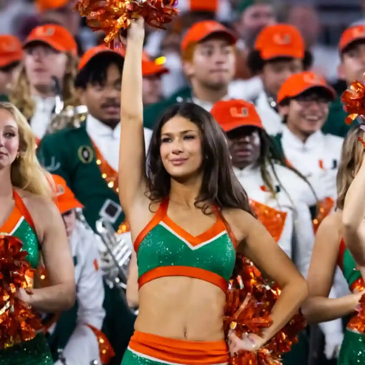 Miami-inspired college football players celebrating as the Week 9 AP Top 25 voter ballot places the Hurricanes first following major BYU and USC upsets.