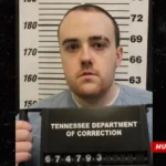 Editorial illustration of a Tennessee prison perimeter and white pickup truck following Jacob Allen Morley's escape.