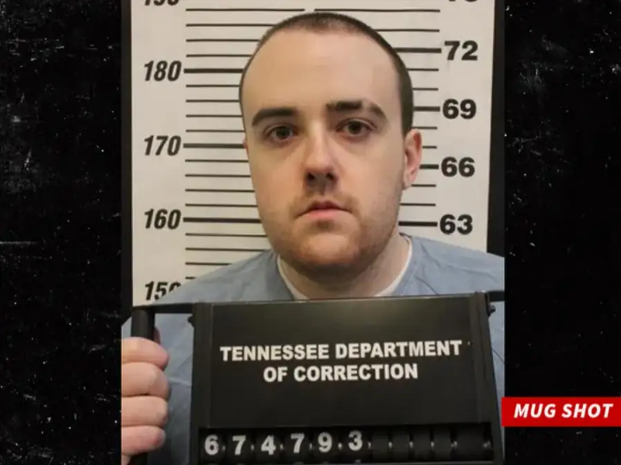 Editorial illustration of a Tennessee prison perimeter and white pickup truck following Jacob Allen Morley's escape.