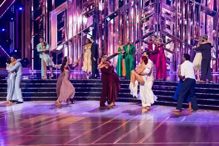 Dancing With the Stars Horror Movie Night 2026 ballroom illustration following the elimination of Tyler Cameron and Jackson Olson.